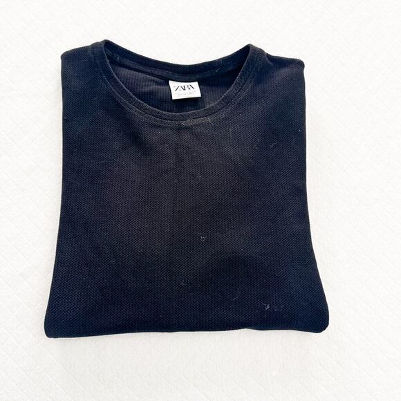 Zara Black Short Sleeve Knit Sweater Size Small - Picture 4 of 4
